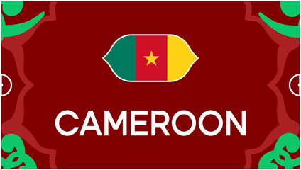 Cameroon Flag African Nations Morocco 2025 Emblem Countries Teams African Football Symbol Logo Design Vector Illustration