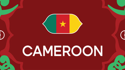 Cameroon Flag African Nations Morocco 2025 Emblem Countries Teams African Football Symbol Logo Design Vector Illustration