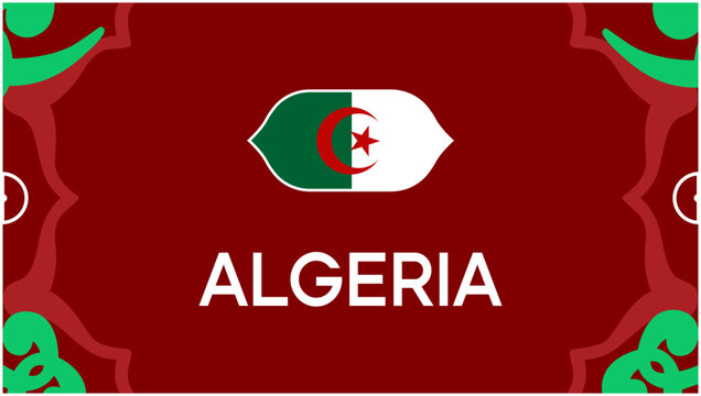 Algeria Flag African Nations Morocco 2025 Emblem Countries Teams African Football Symbol Logo Design Vector Illustration