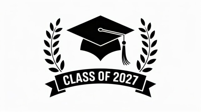 Class of 2027 graduation cap with laurel wreath symbolizing achievement and academic success