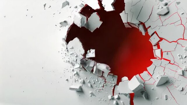 Video A crack in a wall with a red hole visible inside, ideal for use in s about damage or decay
