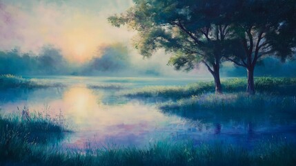 beautiful lake in the morning