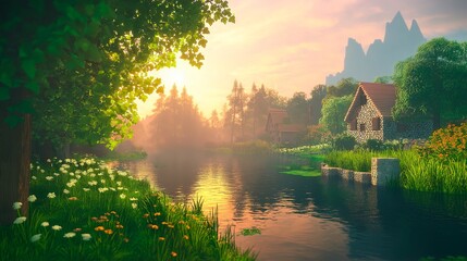 beautiful lake in the morning