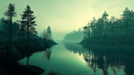 beautiful lake in the morning