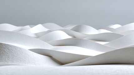Fototapeta premium Soft White Abstract Landscape of Gentle Undulating Hills Keywords: white, abstract, landscape, gentle, undulating, hills, photo