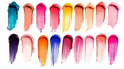set of colorful lipstick isolated on white background
