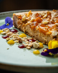 Crispy Plazma Biscuit Base with Almond Mascarpone Cream and Caramelized Apples with Cinnamon 