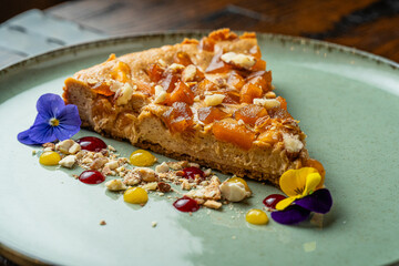 Crispy Plazma Biscuit Base with Almond Mascarpone Cream and Caramelized Apples with Cinnamon 