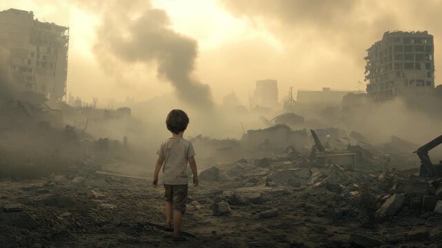 War Aftermath Showing Civilian Suffering