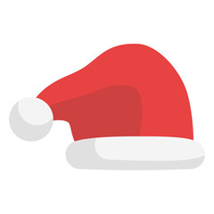 Red santa claus hat flat icon. Classic Red Santa Claus Hat Illustration Isolated