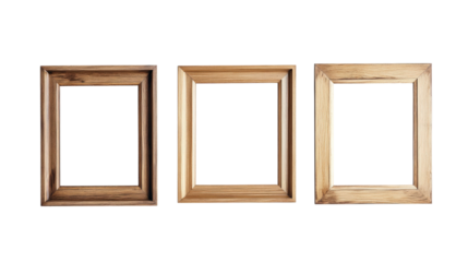 Wooden photo frames. Empty art borders. Rustic wood frames.