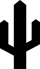 Stylized Cactus Black Silhouette Icon on White