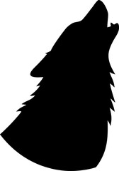 Howling Wolf Black Silhouette Profile Illustration