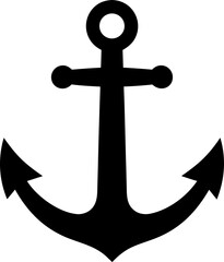 Nautical Anchor Black Silhouette Isolated on White