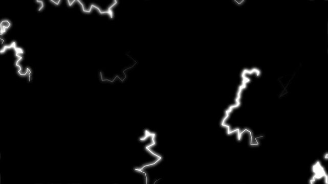 Electric lightning bolts on black background