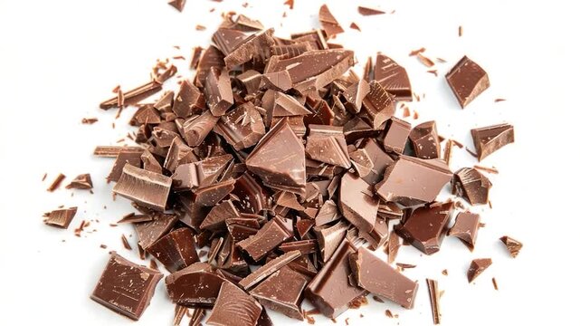 Video A stack of assorted chocolate pieces on a clean white background