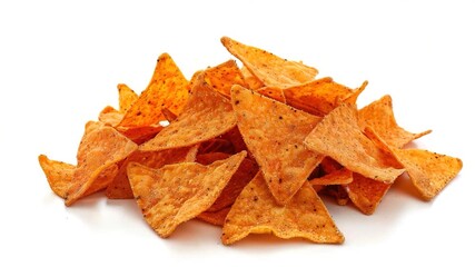 Video A stack of tortilla chips on a white background, great for food and snack related concepts