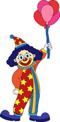 Illustration of A clown holding balloons