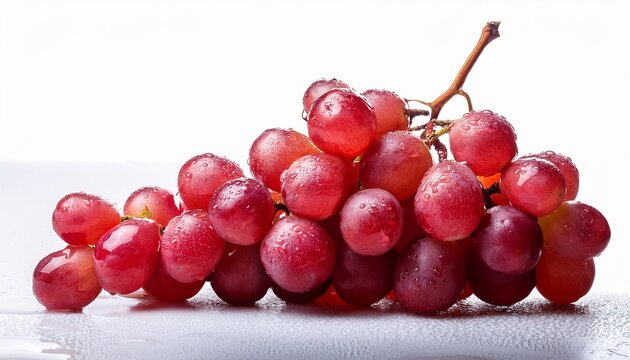 fresh red grapes close up still life on white background studio shot with water droplets healthy eating lifestyle - Powered by Adobe