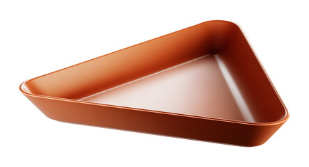 empty triangular dark orange plate with matte surface and sharp modern design geometry