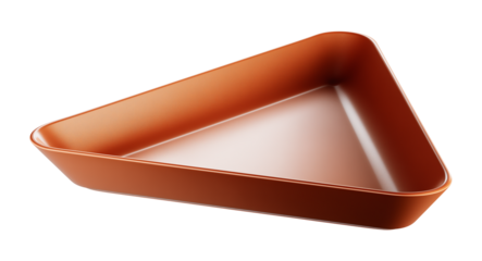 empty triangular dark orange plate with matte surface and sharp modern design geometry