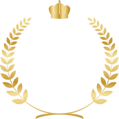 Golden laurel wreath frame with royal crown award emblem