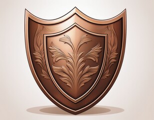 bronze shield emblem design isolated on white background