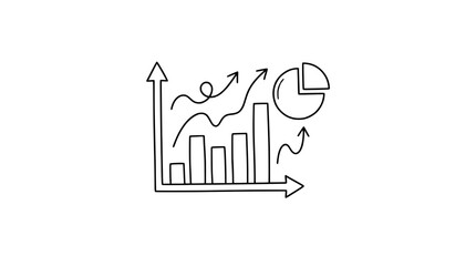 SVG Doodle of Business Graph and Trending Chart Graph