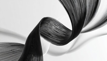 Abstract grayscale rendering of intertwined, flowing strands against a gradient background