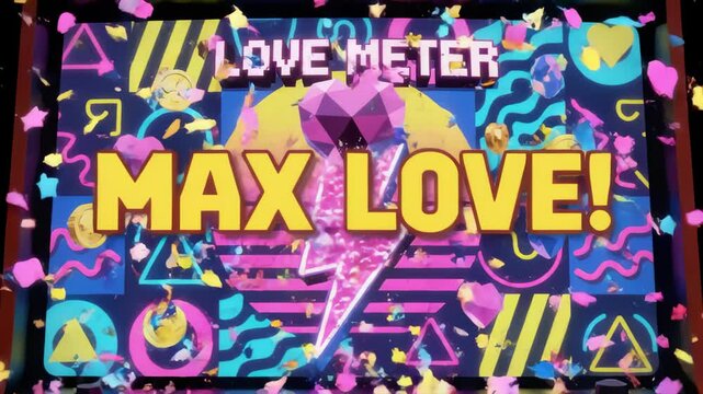 Love Meter Fills Up With Particles on Arcade Game Screen