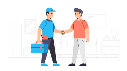 Friendly handshake between professional technician and customer in