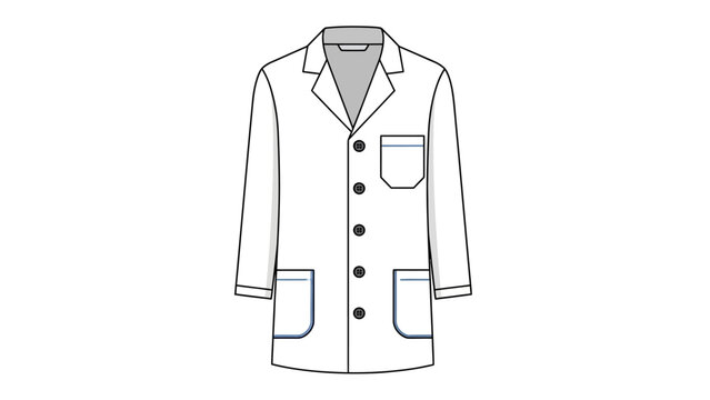 Classic white lab coat with pockets and buttons in minimalist style