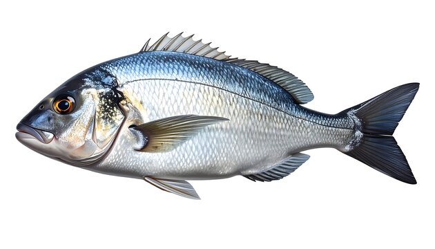 Detailed Illustration of a Gilthead Seabream (Sparus aurata) isolated against white background