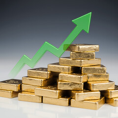 gold bar graph on gold bars