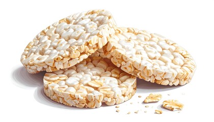 Crispbread Delight: A Stack of Light and Airy Rice Cakes on White Background
