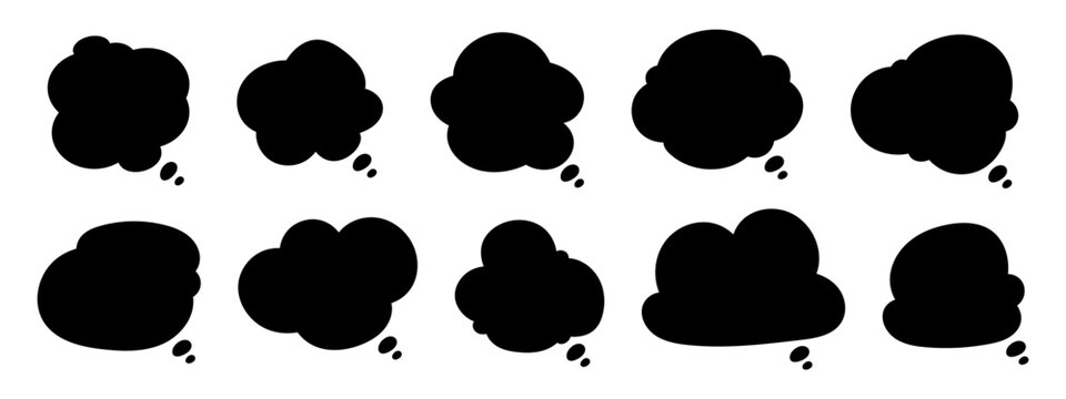 Thought Bubble Vector Set, Isolated Clouds, Transparent Background Package
