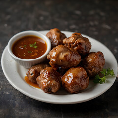Tender chicken gizzards served with savory dipping sauce