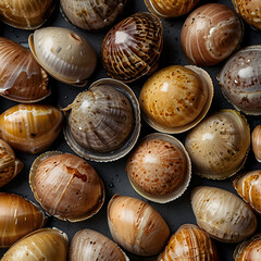 Fresh plump clams from the coastal shores ready for cooking