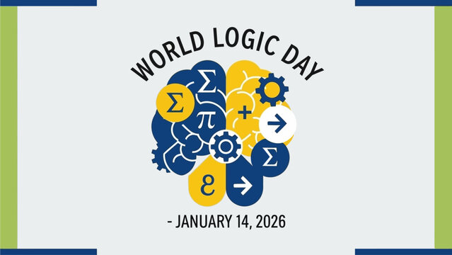 World Logic Day celebration with brain symbol and mathematical symbols