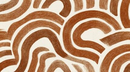 Abstract design of organic, curving lines in warm brown against a cream-colored background