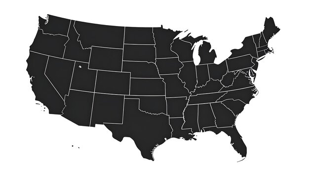 Detailed vector map of the United States of America with state borders