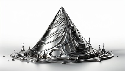cone melting chrome material sil on white background