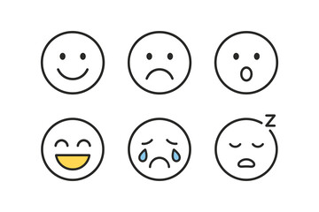 Fototapeta premium Simple line icons of emoji faces depicting various emotions