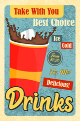 Retro Poster for Delicious Ice Cold Drinks
