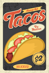 Vintage Mexican Taco Advertisement Poster