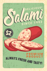 Retro Vintage Salami Advertisement Poster