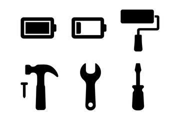 Obraz premium Essential tool icons in minimalist silhouette design