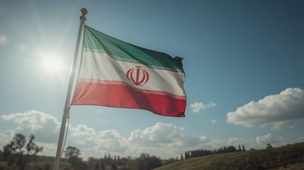 iran flag in the wind