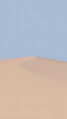 Minimal horizon line at golden ratio, pale sky blue over warm sand, serene futurism, no texture