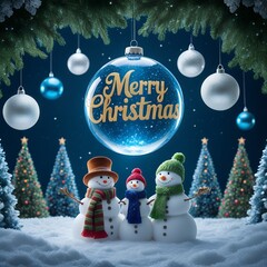 christmas greeting card with snowman